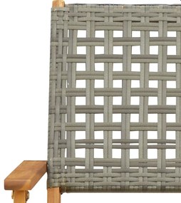 3 pcs conjunto de bistrô vime PE e madeira maciça cinzento