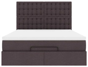 Estrutura cama otomana colchão 140x200cm tecido castanho escuro