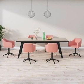 vidaXL Cadeiras de jantar giratórias 6 pcs veludo rosa