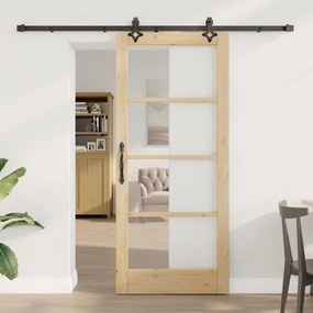 Conjunto de Porta Deslizante vidaXL com hardware 86x198,5 cm Madeira M