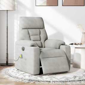 Poltrona massagens reclinável elétrica microfibra cinza-claro