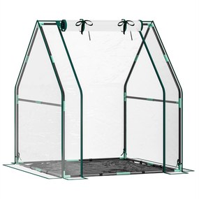 Outsunny Estufa Pequena Porta com Fecho de Correr Base de Tecido PE Impermeável e Estrutura de Aço Estufa  90x90x105 cm Transparente | Aosom Portugal