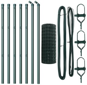 Cerca Euro com 7 Postes 0.6x10 m Aço Galvanizado Verde