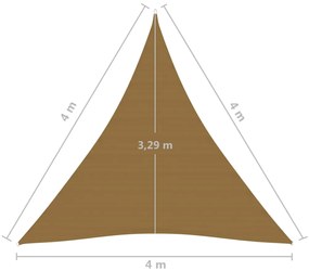 Para-sol estilo vela 160 g/m² 4x4x4m PEAD cinzento-acastanhado