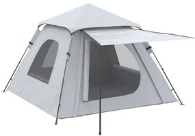 Outsunny Tenda de Campismo para 2-3 Pessoas Impermeável PU2000 mm Proteção UV50+ com Bolsa de Transporte 210x210x150 cm Prata