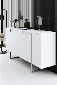 Conjunto de Mobiliário de Sala de Estar Luxe – Branco Prateado – Medid