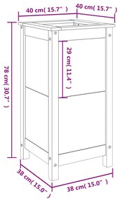 Vaso/floreira de jardim 40x40x78 cm pinho maciço branco
