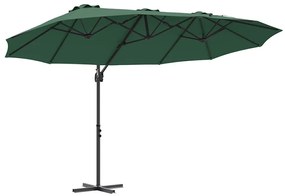 Guarda-sol cantilever de jardim Verde 372 x 198 x 253 cm