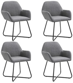 Cadeiras de jantar 4 pcs tecido cinzento-escuro