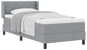 Cama Box com Colchão Cinza Claro, 100 x 200 cm, Tecido