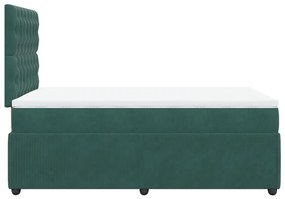 Cama boxspring com colchão 120x190 cm veludo verde-escuro