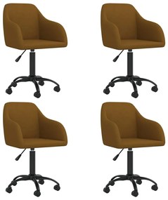 vidaXL Cadeiras de jantar giratórias 4 pcs veludo castanho