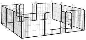 Pawhut Parque para Cães Modular em Aço Epóxi com Porta Trancável para Cães Pequenos Interior e Exterior 80x80 cm Cinza | Aosom Portugal