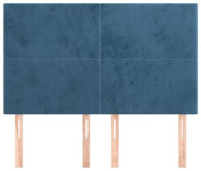 Cabeceira de cama 4 pcs veludo 72x5x78/88 cm azul-escuro