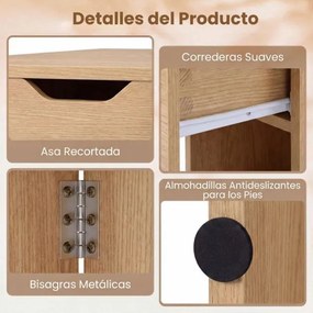 Mesa de jantar extensível 120 x 72 x 75 cm com 2 rodas; mesa de cozinha dobrável com prateleira, gaveta de 2 compartimentos e abas rebatíveis Natural