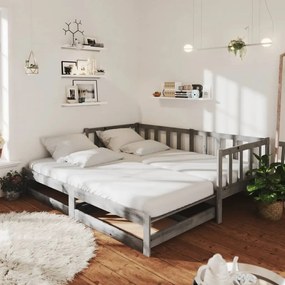 vidaXL Estrutura sofá-cama de puxar 2x(90x200) cm pinho maciço cinza