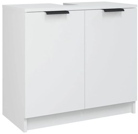 3 pcs conjunto móveis casa de banho madeira processada branco