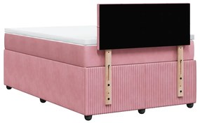 Cama boxspring com colchão 120x200 cm veludo rosa