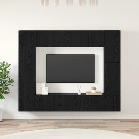 vidaXL Conjunto de móvel de TV 8 pcs Carvalho Preto 80 x 30 x 30.5 cm