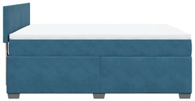 Cama boxspring com colchão 140x190 cm veludo azul