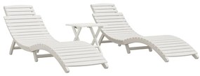 Espreguiçadeiras 2 pcs c/ mesa madeira de acácia maciça branco