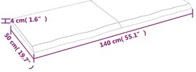 Piano Tavolo Marrone 140x50x(2-4) cm Rovere Massello Trattato