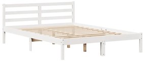 Cama sem colchão 160x200 cm madeira de pinho maciça branco