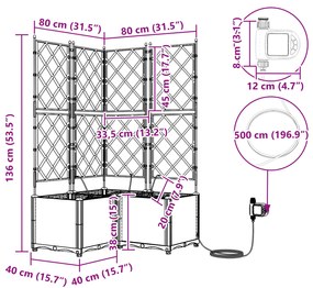 Jardineiras vidaXL com Sistema de Irrigação 3 pcs Cinza
