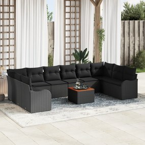 Conjunto de Sofá de Jardim vidaXL de 11 Peças com Almofadas Rattan Pol