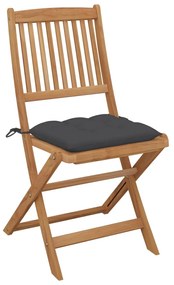 Cadeiras de jardim dobráveis 8 pcs c/ almofadões acácia maciça