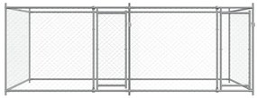 Jaula para cão com portas 4x2x1,5 m aço galvanizado cinzento