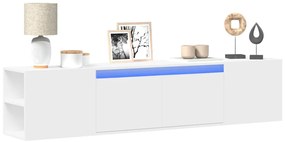 vidaXL Móvel de parede para TV com luzes LED 180x31x39,5 cm branco