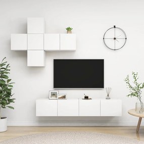 vidaXL 7 pcs conjunto de móveis de TV contraplacado branco