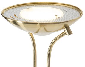 Candeeiro de pé moderno em latão com candeeiro de leitura incl. LED Dim to Warm - Diva