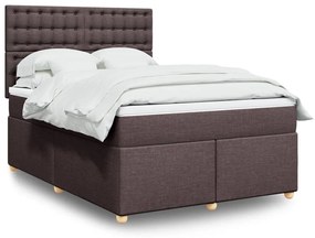 vidaXL Cama com molas/colchão 140x200 cm tecido castanho-escuro