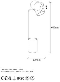 Candeeiro de Mesa Pot – Dourado – 12 x 27 x 64 cm