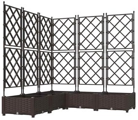 Jardineira vidaXL com treliça 5 pcs Marrom 120x120x125,5 cm
