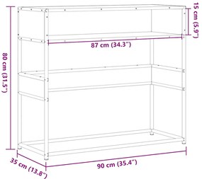 Mesa consola 90x35x80 cm derivados de madeira preto