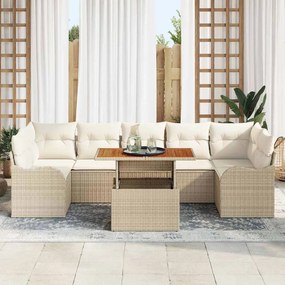 Conjunto de Sofá de Jardim de 8 peças da com almofadas em bege, feito