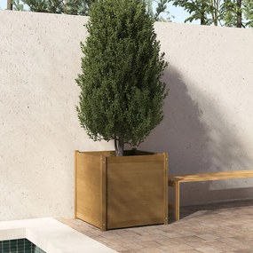 vidaXL Vaso/floreira de jardim 70x70x70 cm pinho maciço castanho-mel