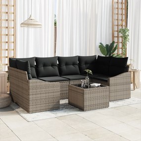 Conjunto de Jantar para Jardim com Almofadas Cinza Rattan Polivinílico
