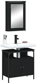 2 pcs conjunto móveis casa de banho derivados de madeira preto