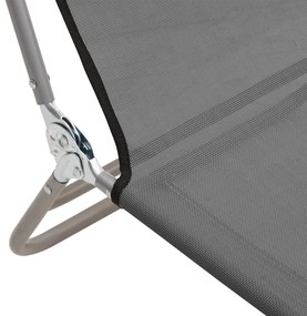 Espreguiçadeiras dobráveis 2 pcs textilene e aço cinzento