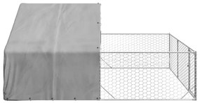 Canil exterior para cães com corredor 4x3x1,9 m aço galvanizado