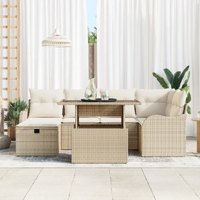 Conjunto de Sofás para Jardim vidaXL com Almofadas Bege Poliratan, Sof