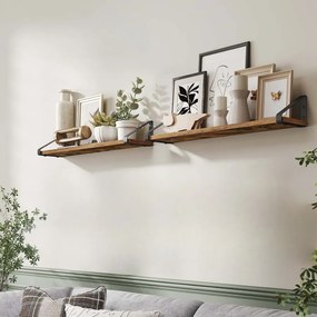 Conjunto de 2 prateleiras de parede 12,7 x 60 x 11,2 cm Castanho vintage + Preto