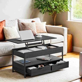 Mesa de centro com tampo ajustável em altura 50 x 100 cm cinza antracite-preto