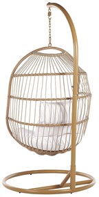 Cadeira suspensa em rattan creme com suporte ALBA Beliani