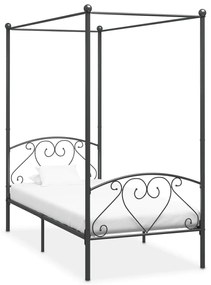 vidaXL Estrutura de cama com dossel 100x200 cm metal cinzento