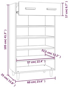 Sapateira Ana - Com 1 Gaveta e 5 Prateleiras - Cor Preto - 60x35x105 c